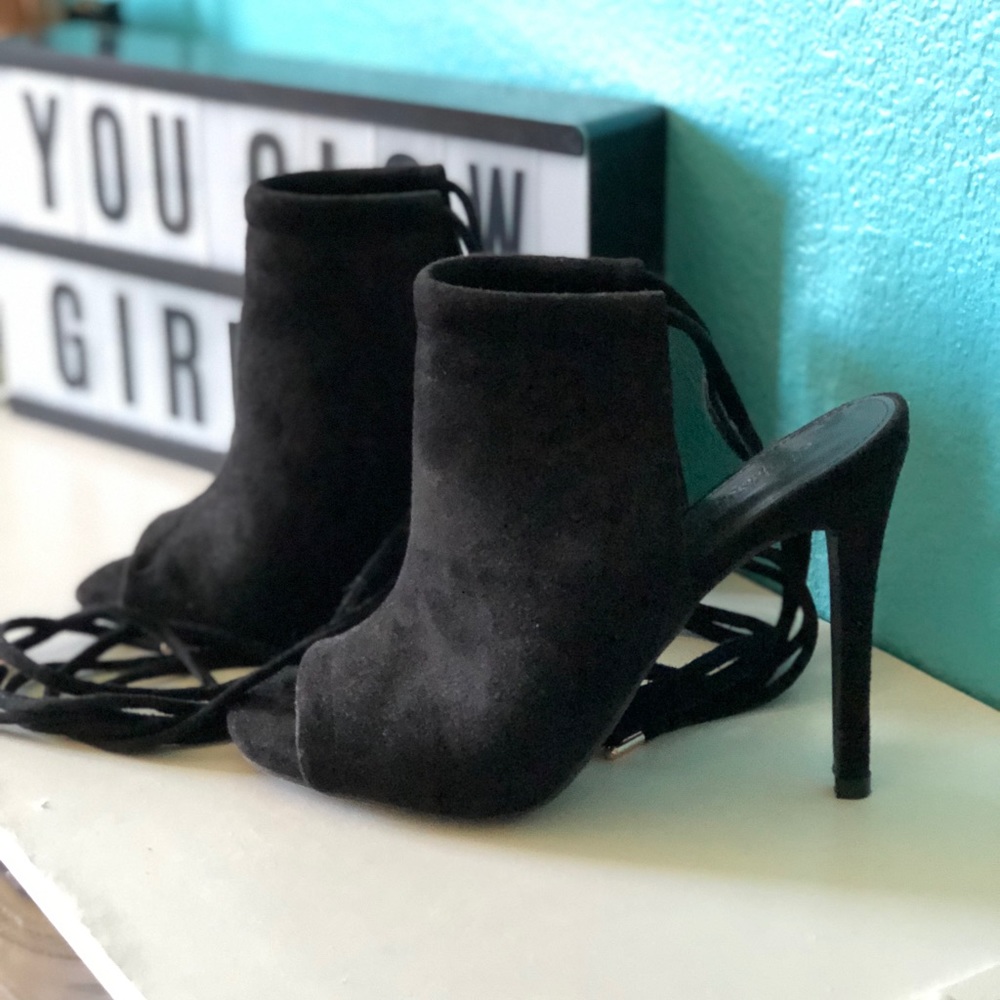Black lace up heels